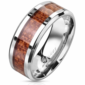 Tree inlay and stainless steel ring