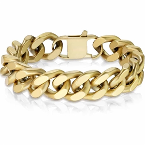 Matte golden square bracelet in stainless steel / 1,2 cm