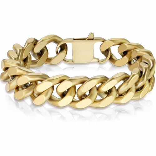 XL Mat golden square bracelet in stainless steel / 1,6 cm