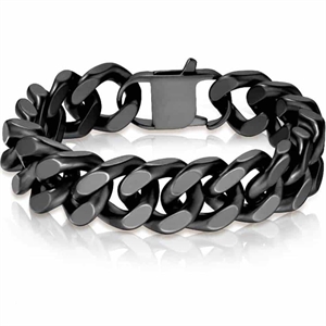XL Mat blackcoat square bracelet in stainless steel / 1,6 cm