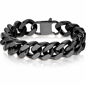 Matte blackcoat square bracelet in stainless steel / 1,2 cm