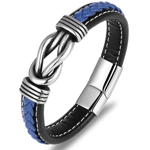 Blue strang leather bracelet