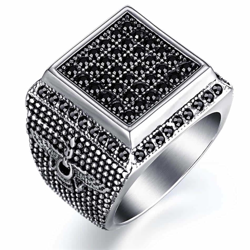 Gilliano men\'s ring with black CZ