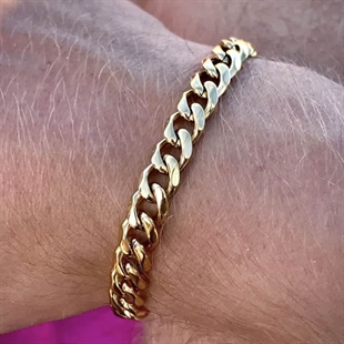 Gold plated Link bracelet in stainless steel 7mm wide