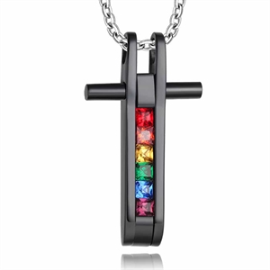 Black necklace with rainbow stones 