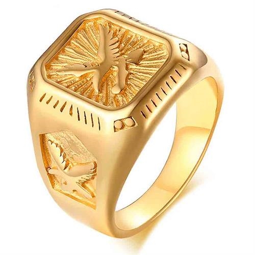 Eagle gold stainless steel ring