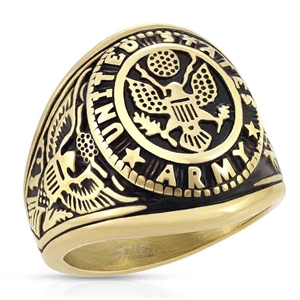 United State Army men's ring in gold-plated steel