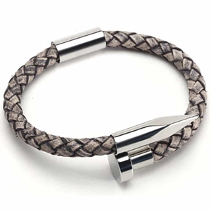 Nail leather and steel bracelet