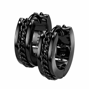 Chain earring in stainless steel black