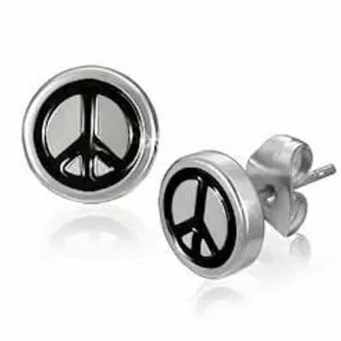 Earring in steel "Peace" 1 pcs.