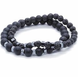 Bracelet set 2 pcs / black beads