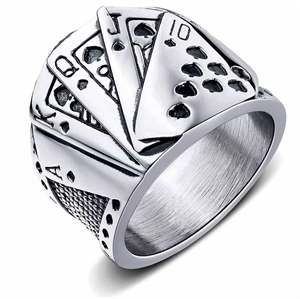 Poker men's ring in stainless steel ACE