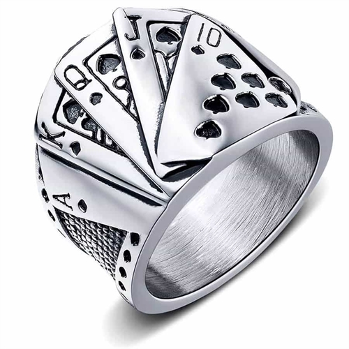 Poker men\'s ring in stainless steel ACE