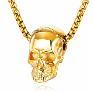 Gold plated skull necklace 