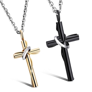 Gold/Black - Cross pair of necklaces