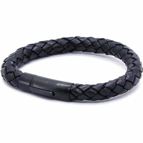 Men\'s Chart leather bracelet black/black.