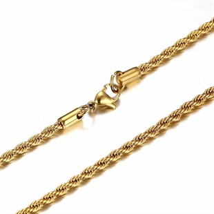 Twisted steel chain in gold-plated stainless steel.