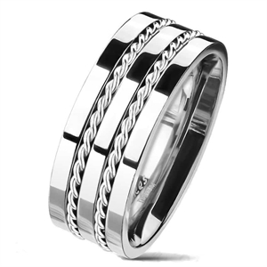 Titanium ring with twist line