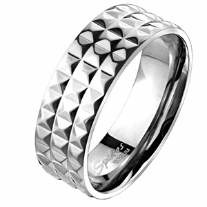 Titanium ring in fluted design.