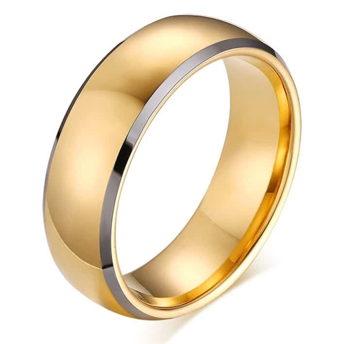 Tungsten men\'s ring "Gold Crown" 