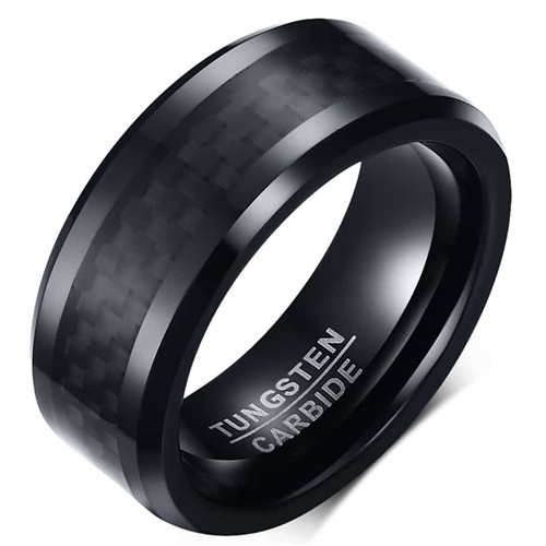 Tungsten Carbon black men\'s ring
