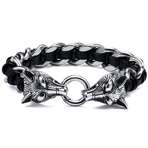bracelet steel wolf\'s head