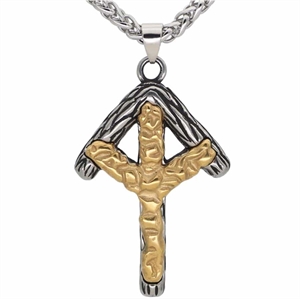 Rune viking pendant and chain in steel.